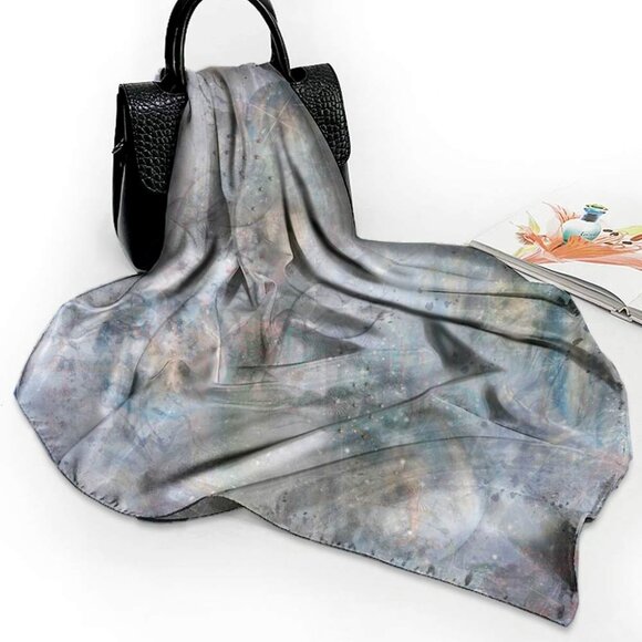 Cosmic Snow Storm & Fairy Dust Square Pure Silk Scarf or Wrap - Picture 8 of 11